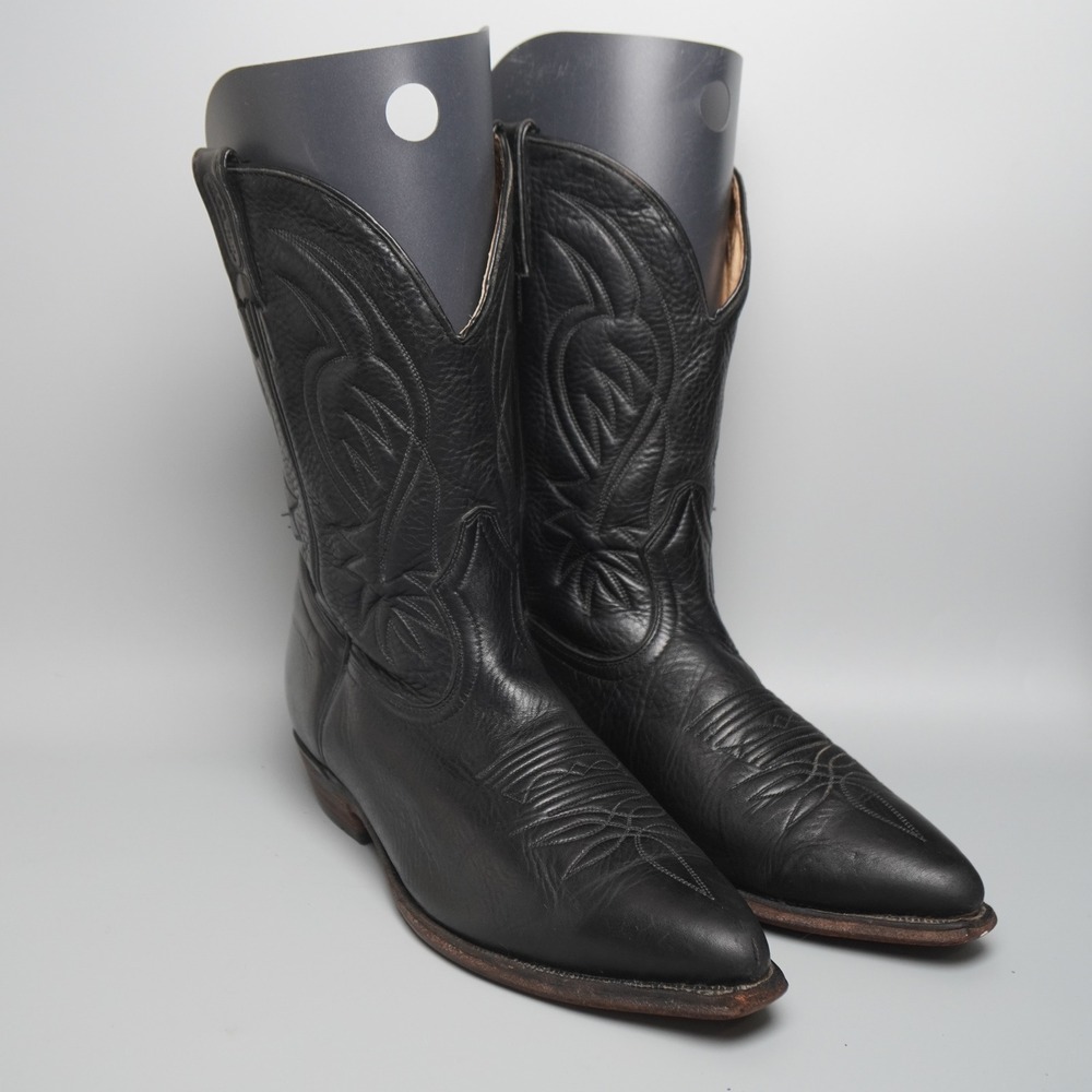 Boulet Mens Black Leather Western Cowboy Boots Size 10 E 246037 Made in Canada